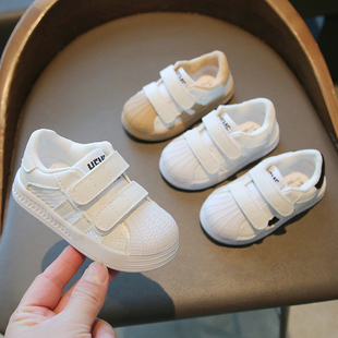 3岁春夏季 透气单网鞋 软底学步板鞋 子男童女宝宝小白鞋 婴儿鞋