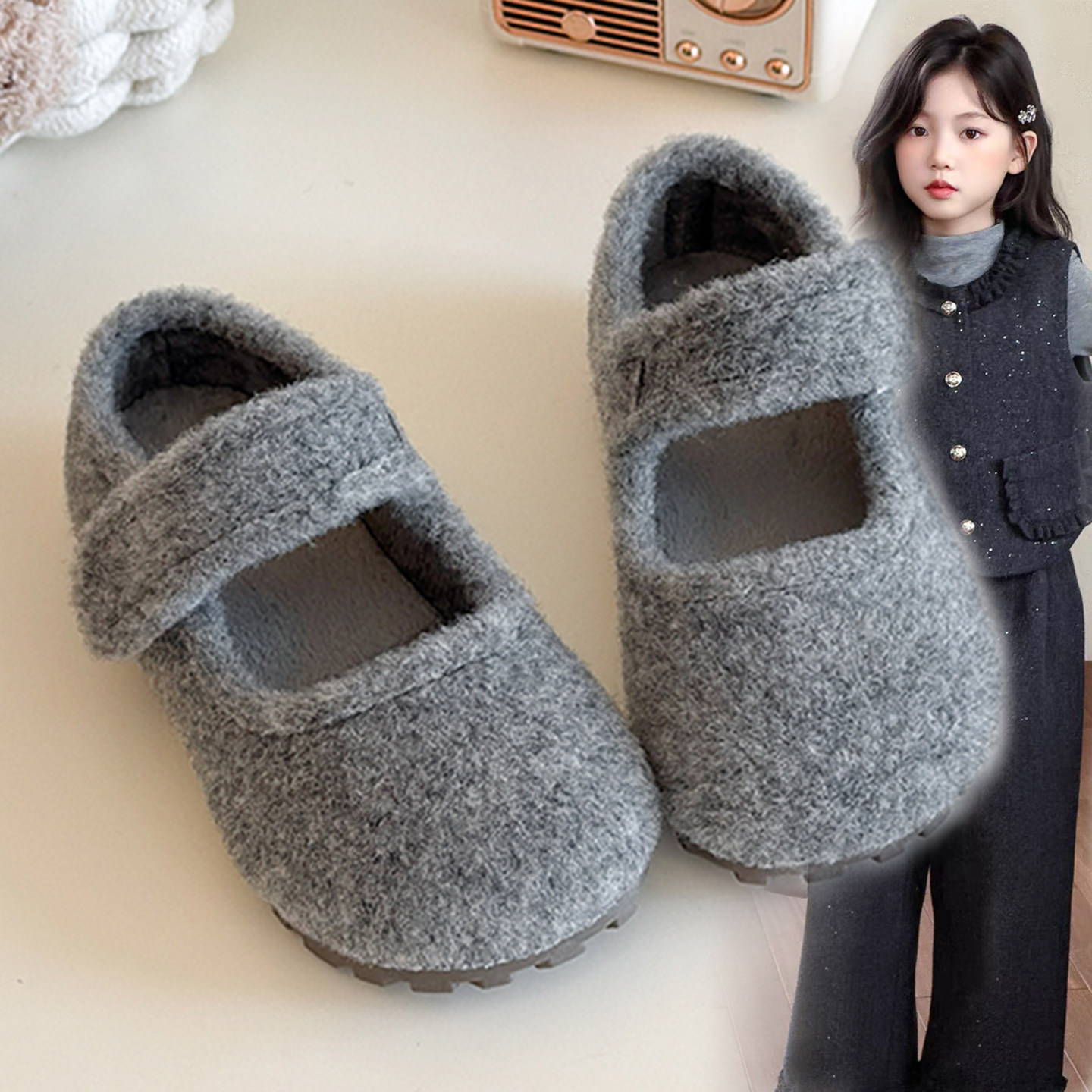 女童鞋子2025新款冬季儿童软底防滑加绒棉鞋女宝毛毛鞋女孩豆豆鞋,童鞋/婴儿鞋/亲子鞋,棉鞋,淘宝优惠券,粉丝福利购,淘宝优惠卷