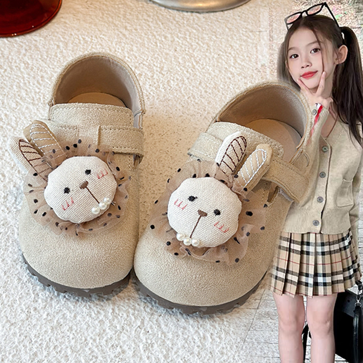 女童勃肯鞋2025新款春秋季儿童软底防滑单鞋女孩豆豆鞋小童小兔鞋,童鞋/婴儿鞋/亲子鞋,皮鞋,淘宝优惠券,粉丝福利购,淘宝优惠卷