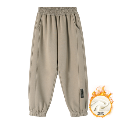 巴布豆童装男女童加绒运动裤2025年冬新款中大儿童卫裤加厚长裤