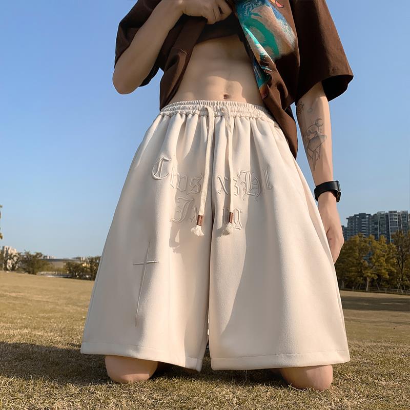 欧美发泡短裤男夏季美式五分裤潮牌情侣运动宽松大码休闲篮球裤子