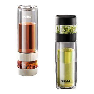 苏泊尔茶水分离玻璃杯泡茶杯高硼硅玻璃双层新款便携送礼男士商务