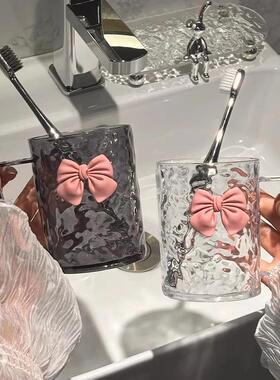 轻奢蝴蝶结漱口杯情侣牙杯二件套ins家用儿童牙缸高颜值洗漱杯子