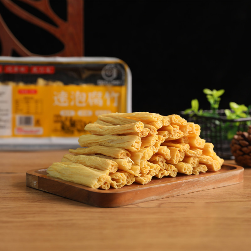 花灯笼纯正头层腐竹非转基因速泡原浆腐竹商用批发80g盒装图片