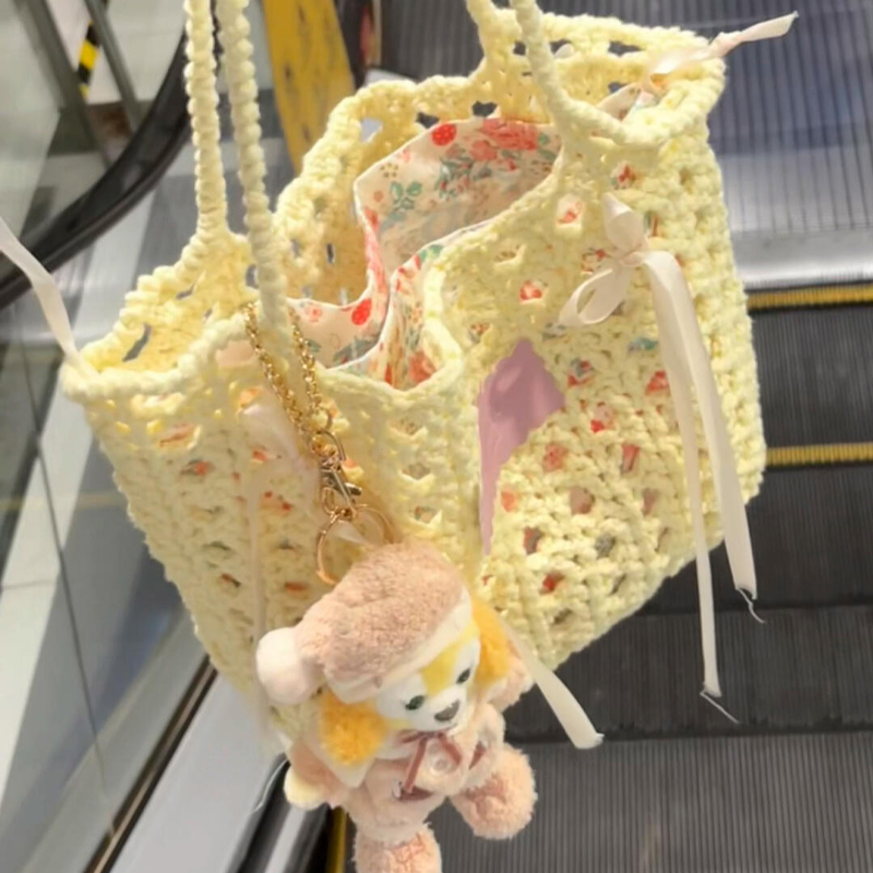 钩织针织包包手工diy材料包通勤手提单肩包上班杂物小拎袋大容量
