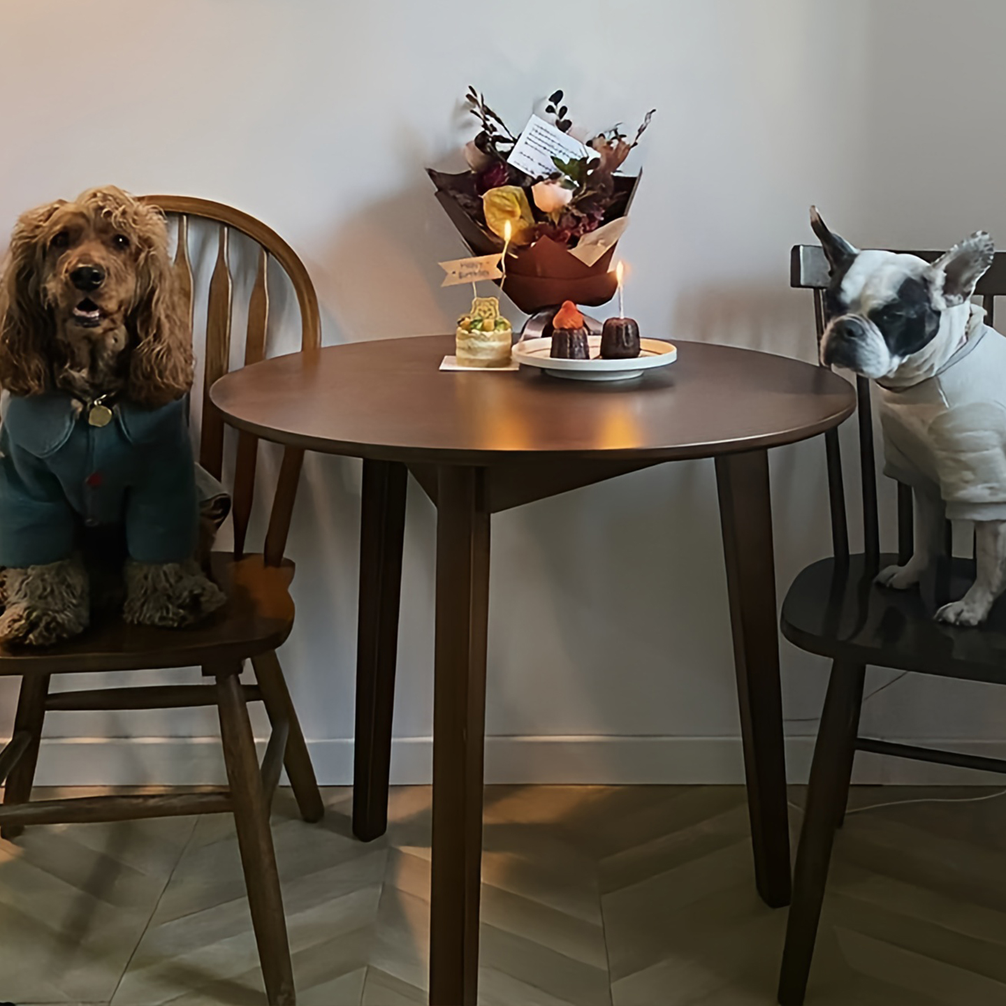 日式中复古简约原实木小圆桌咖啡店奶茶轻奢高级餐桌阳台洽谈茶几