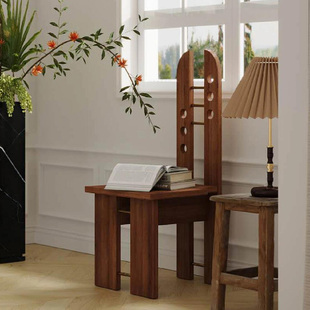 中古风侘寂实木设计师民宿化妆书桌靠背轻奢高级酒店家用餐厅椅子