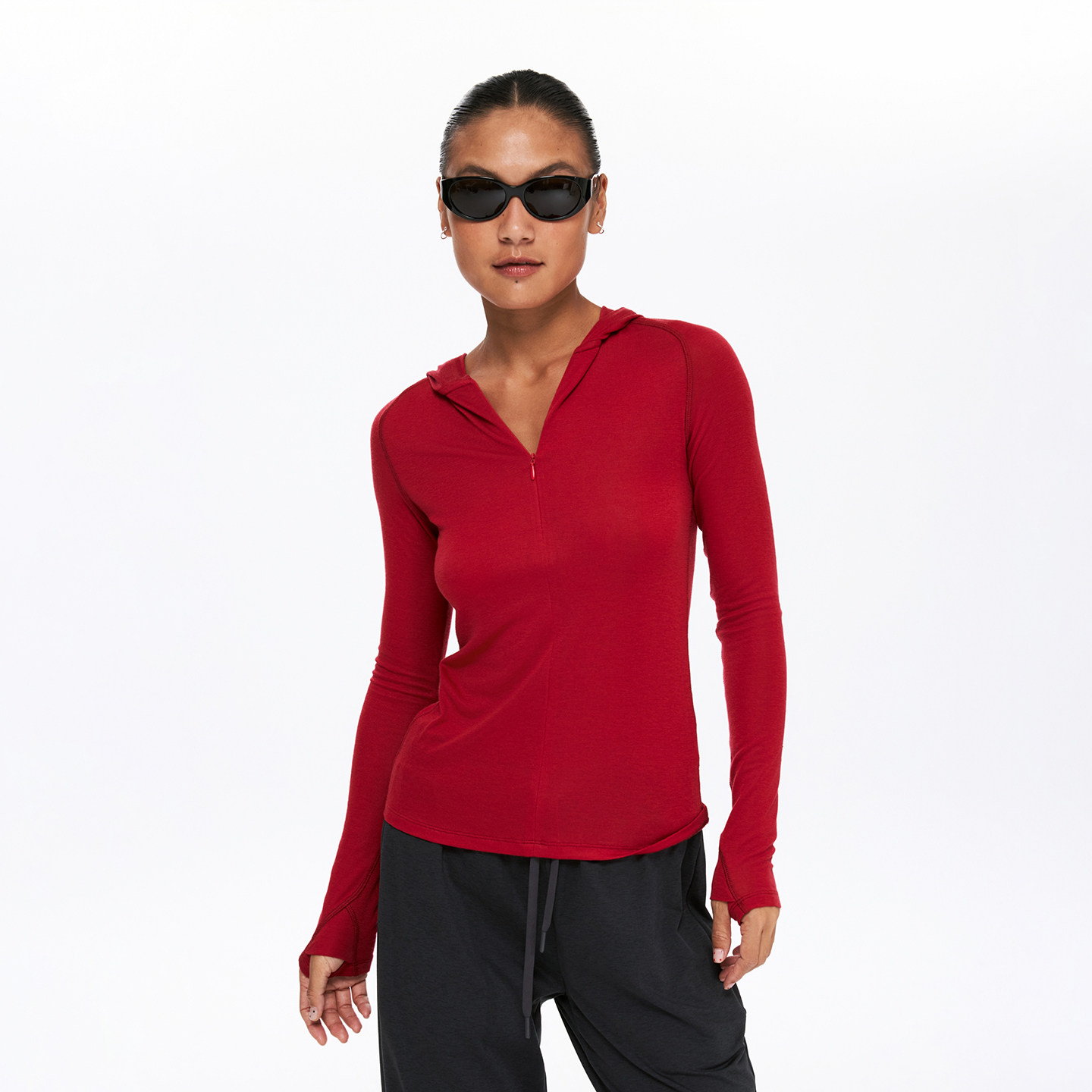 oneup莱赛尔羊毛半拉链连帽长袖t恤女秋季修身普拉提瑜伽运动上衣,女装/女士精品,T恤,淘宝优惠券,粉丝福利购,淘宝优惠卷