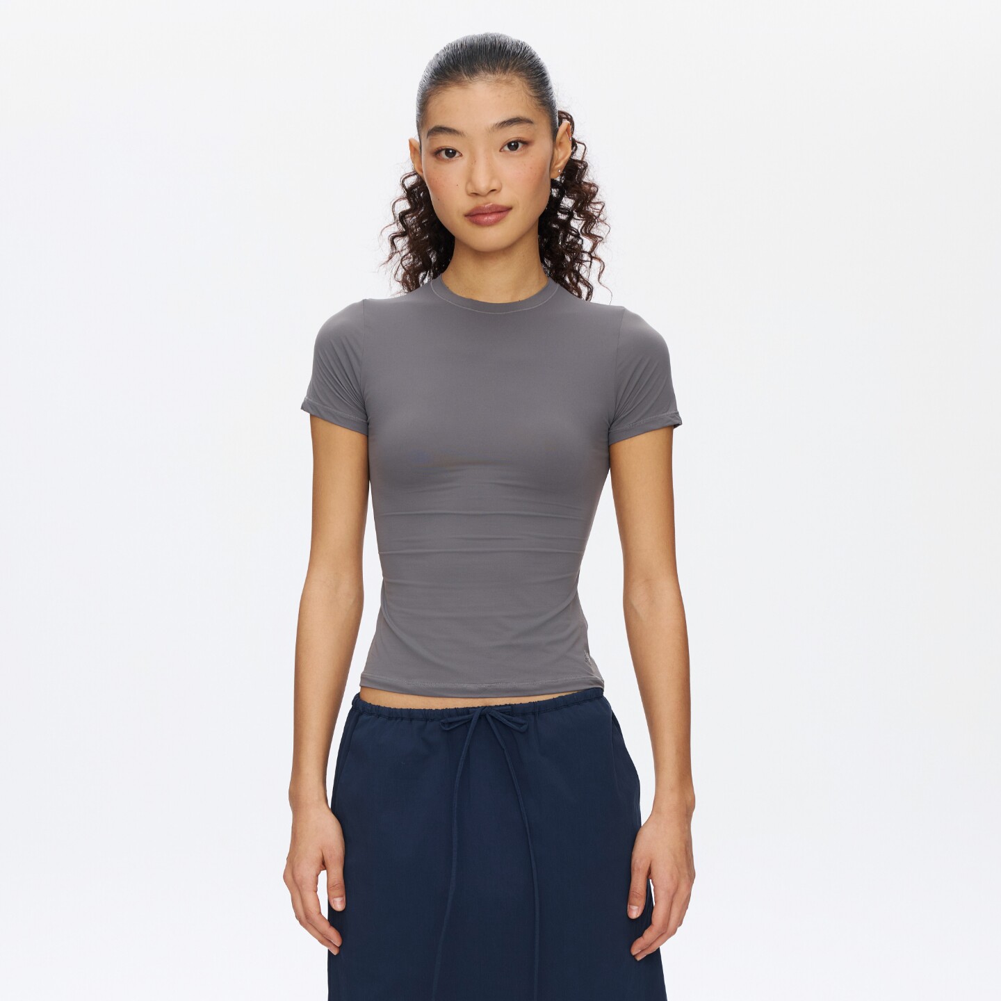 oneup裸感超弹系列  塑形弹力紧身短袖t恤女夏瑜伽健身服运动上衣