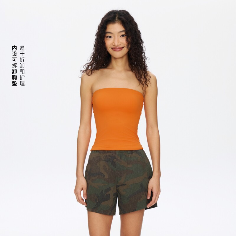 oneup裸感超弹系列  可拆卸带胸垫弹力抹胸女夏瑜伽背心运动上衣