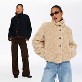 oneup复古双面穿灯芯绒羊羔毛短款 立领外套女冬季 宽松美拉德上衣