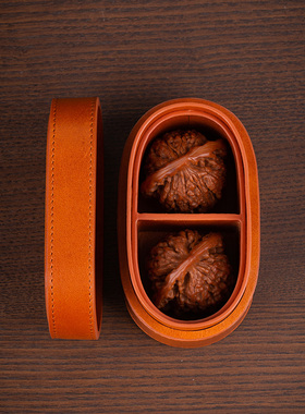 one leather/一皮50MM核桃收纳盒高端随身密封大号文玩核桃牛皮