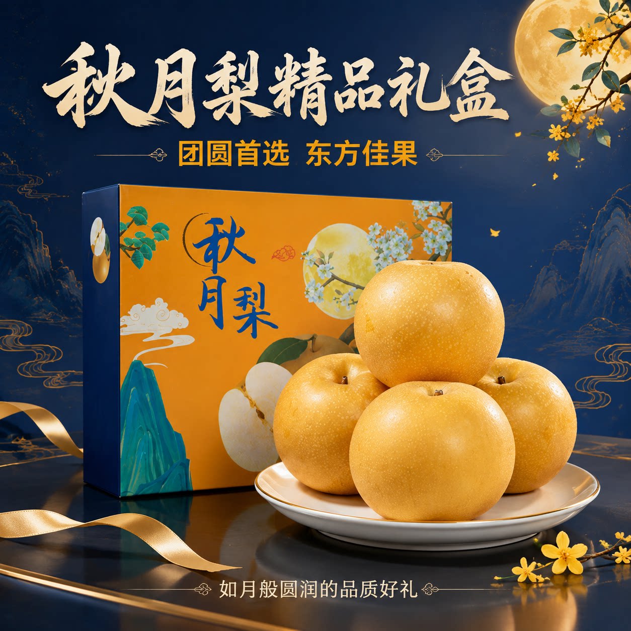 正宗山东秋月梨中秋礼盒送礼新鲜水果现摘现发当季箱莱阳包邮礼盒