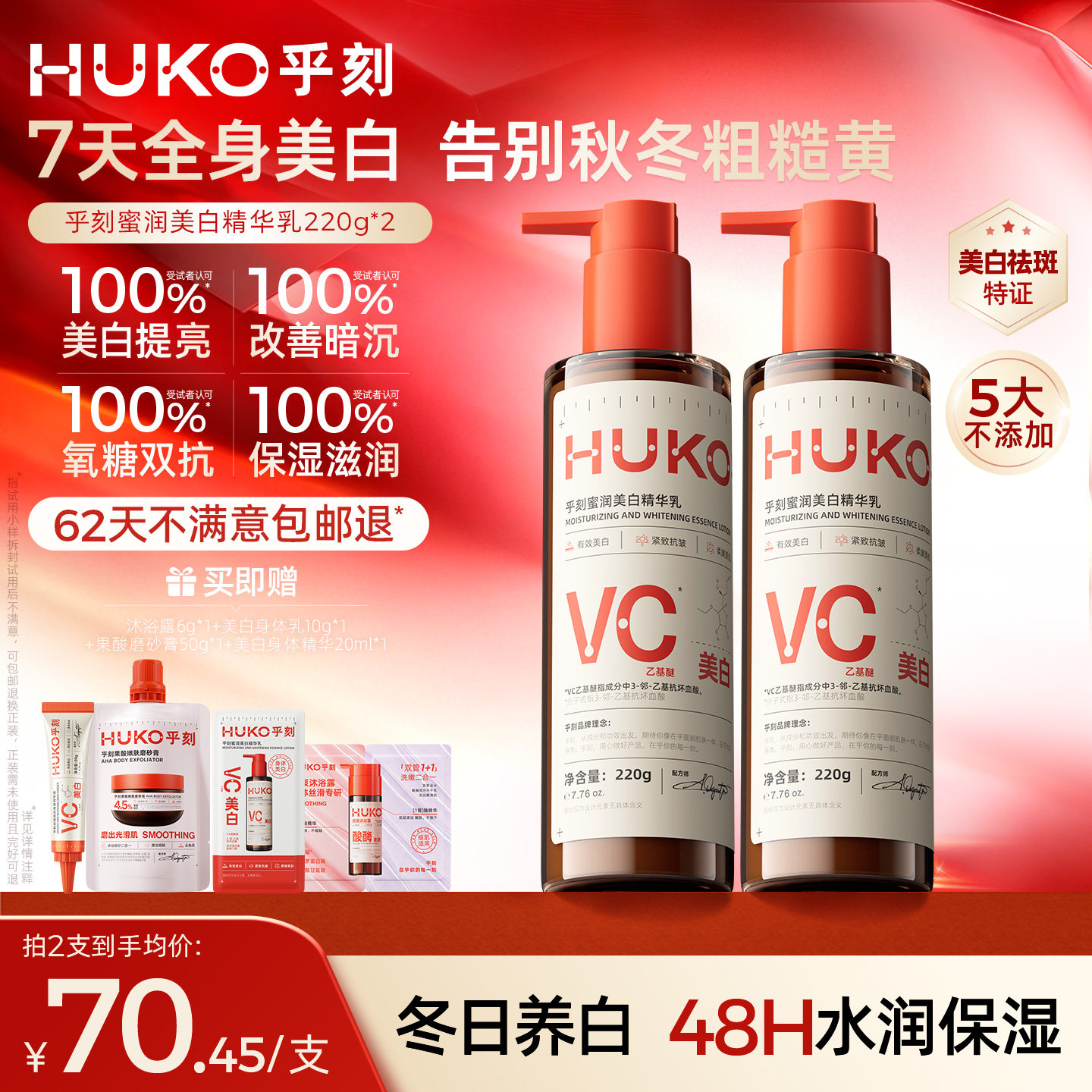 乎刻身体乳蜜润美白精华乳烟酰胺冷白皮提亮焕肤晒黑后淡斑保湿