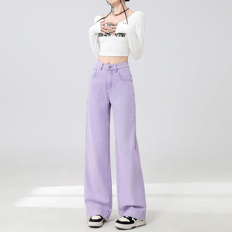 紫色阔腿牛仔裤女夏季爆款2025新款女装高腰显瘦垂感拖地直筒裤子,商业/办公家具,kt板/广告板/发泡板,淘宝优惠券,粉丝福利购,淘宝优惠卷