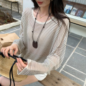上衣 宽松显瘦内搭打底衫 韩系chic别致条纹针织罩衫 女秋冬2026新款
