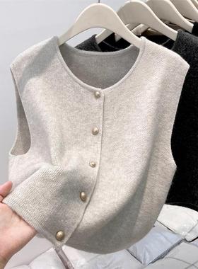 欧货时髦女2025春秋新款针织马甲背心叠穿外搭秋上衣毛衣坎肩开衫