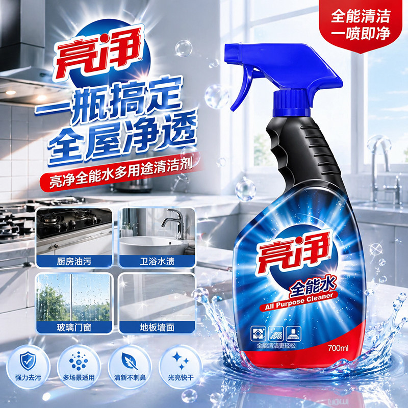 亮净全能水700ml多用途喷雾厨房用品表面去油污家具地板瓷砖清洁图片