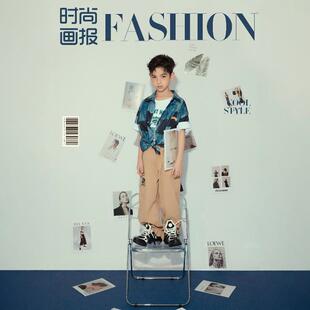 影楼拍照摄影服装男童拼接撞色衬衣时尚潮流儿童艺术照走秀写真