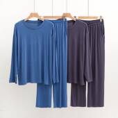 莫代尔622长袖 柔软舒适透气垂感男睡衣家居服 大码 长裤 深兜薄款