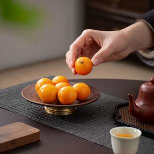 中式点心盘精致胡桃木质盘子水果干果零食盘茶店茶点盘佛手柑托盘