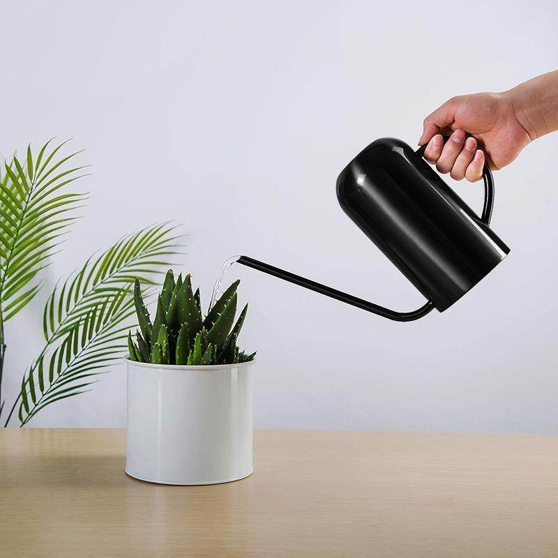 1.5升洒水壶长嘴金属喷壶大容量淋花壶浇花水壶不锈钢浇花器黑色