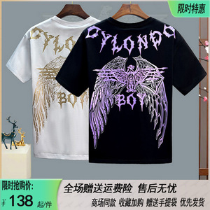 boy短袖男女款2023春夏新品立体烫金字母老鹰翅膀T恤情侣圆领半袖