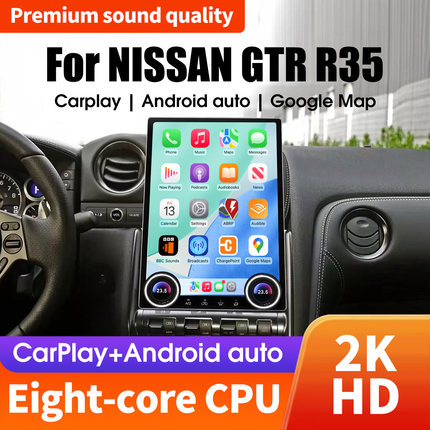 For 2007-2024 Nissan GTR R35 改装中控大屏导航360全景Carplay