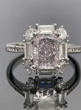 新工艺 纯厚镀pt950铂金 新品冰川灰 高保色托雷迪恩冰花切割戒指