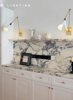 法式美式复古厨房床头灯Athena简约卧室网红客厅折叠黄铜长臂壁灯