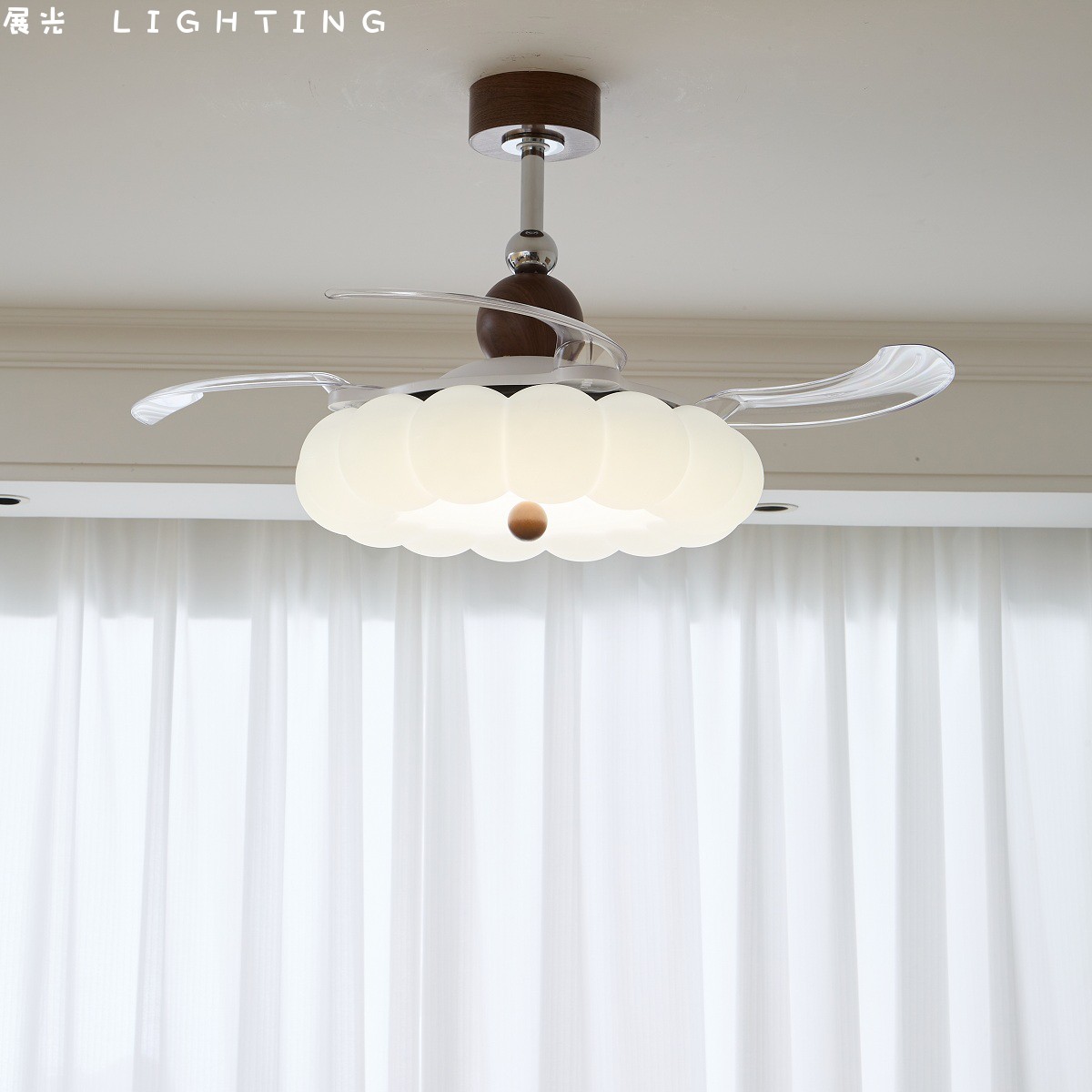 中古风卧室餐厅隐形风扇吊灯