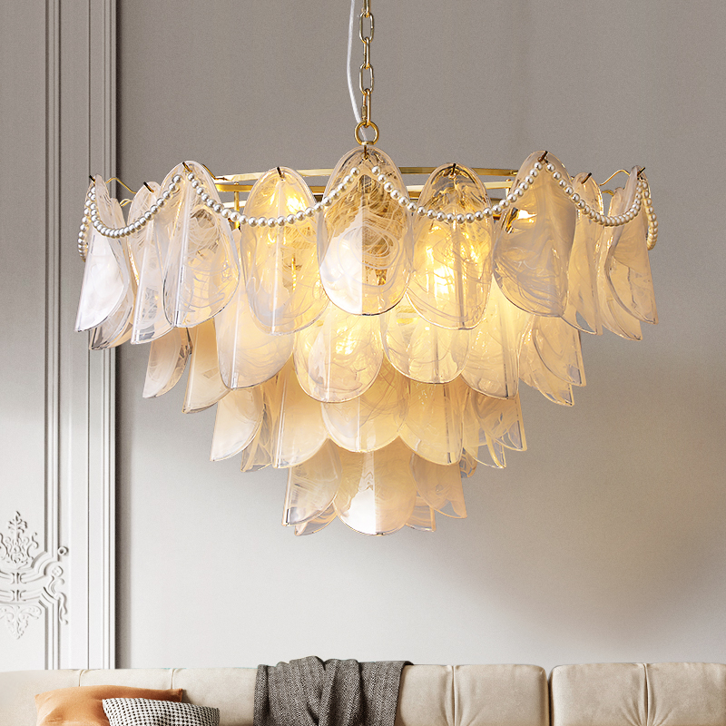 法式复古奶油风客厅卧室云雾吊灯