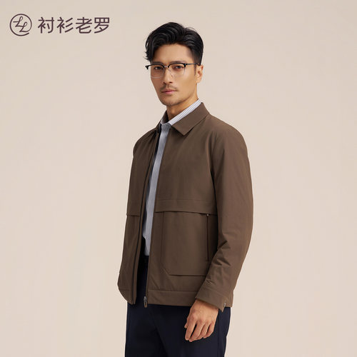 衬衫老罗防风四面弹抗皱翻领夹克
