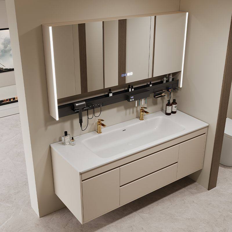 现代简约陶瓷一体超大盆双龙头浴室柜组合智能卫生间洗漱台洗手池