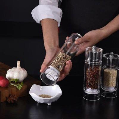 Salt and Pepper Grinder Set - Clear Acrylic Manual Spices