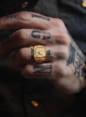 Bald Eagle Signet Ring For Men Gold Plated Bird Stamp Bird R