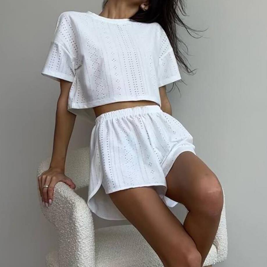 欧美时尚T恤上衣短裤休闲套装女 Tee Top Shorts Set Suit Women