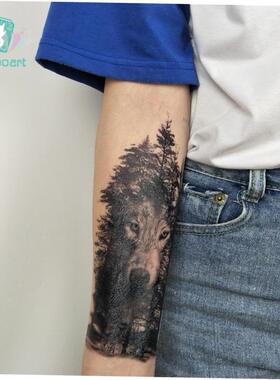 Rocooart Large Tattoo Sticker Wolf In Trees Fake Tattoo