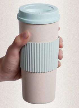 Wheat Straw Travel Coffee Mugs Cup With Lid Easy To Go Porta