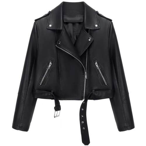 Small leather jacket female short spring and fall 皮夹克外套
