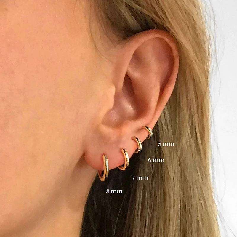 Aide 925 Sterling Silver Rose Gold Small Hoop Earrings For W