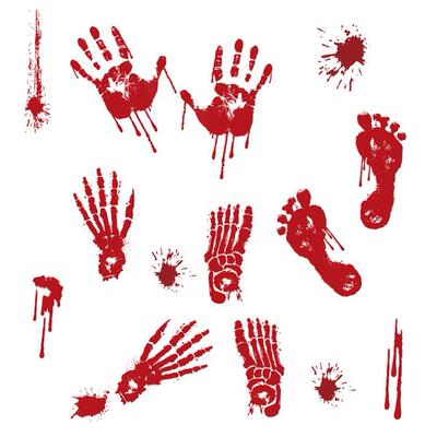Halloween party decorations blood handprints window stickers