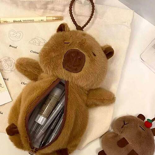 Creative Plush Capybara Pen Bag Large Capacity Pencil Case M