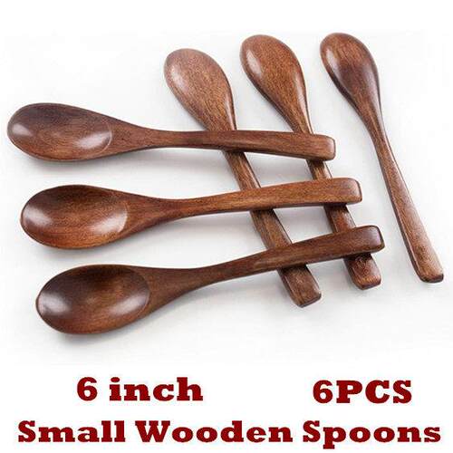 Small Wooden Spoons Soup Salt Mini Serving Tasting Spoon