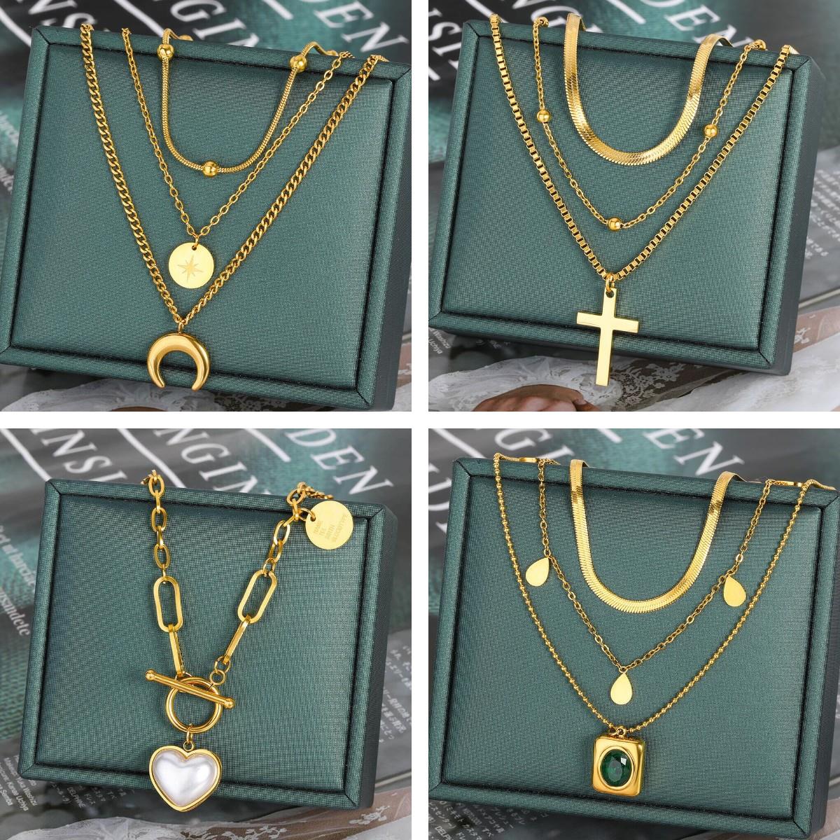 Trend Stainless Steel Multilayer Necklace Thicken Heart