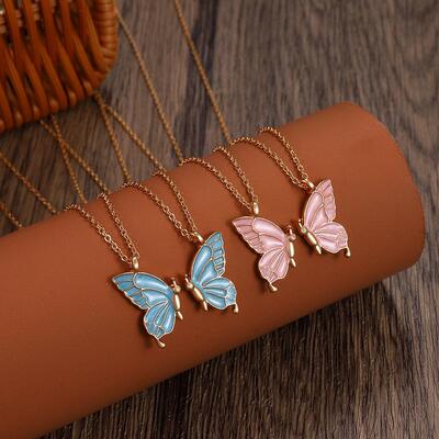 Double Butterfly Necklace Set with Collar Chain个性蝴蝶项炼