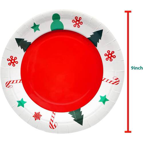 Christmas Paper Plates and Napkins Set Dinnerware Set Party