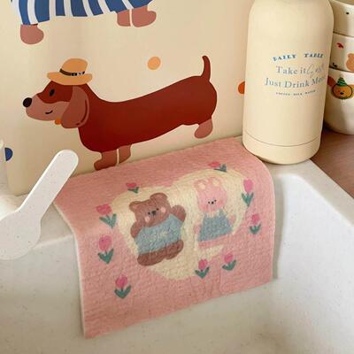 Cute Wood pulp cotton dishcloth cute cloth木浆棉洗碗布抹布