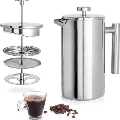 French Press Coffee Maker 304 Grade Stainless Steel Silver