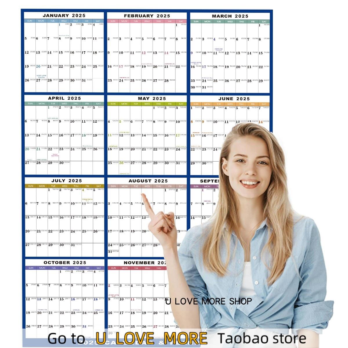 2025 Planner Wall Planner Landscape Format Poster Calendar